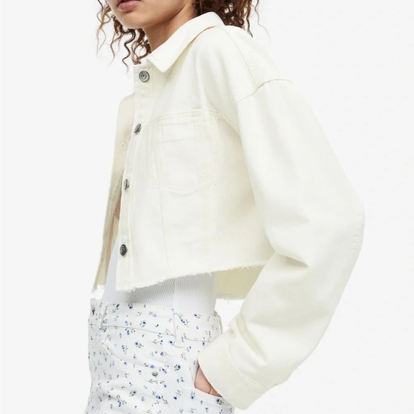 H&M twill crop  jacket warm white XS‎ - Picture 5 of 12